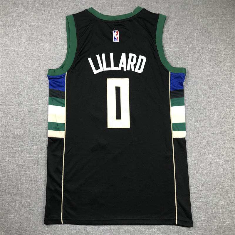 Men Milwaukee Bucks 0 Lillard Black Nike 2025 NBA Jersey